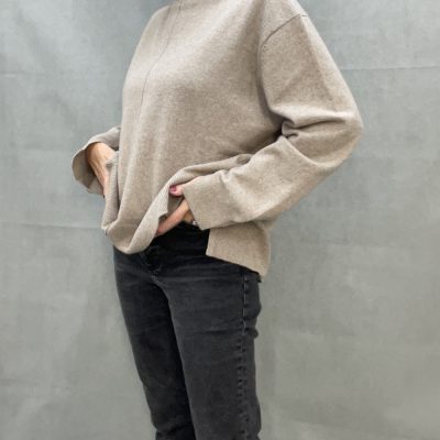 LJUS BEIGE MELERAD CASHMERE POLO