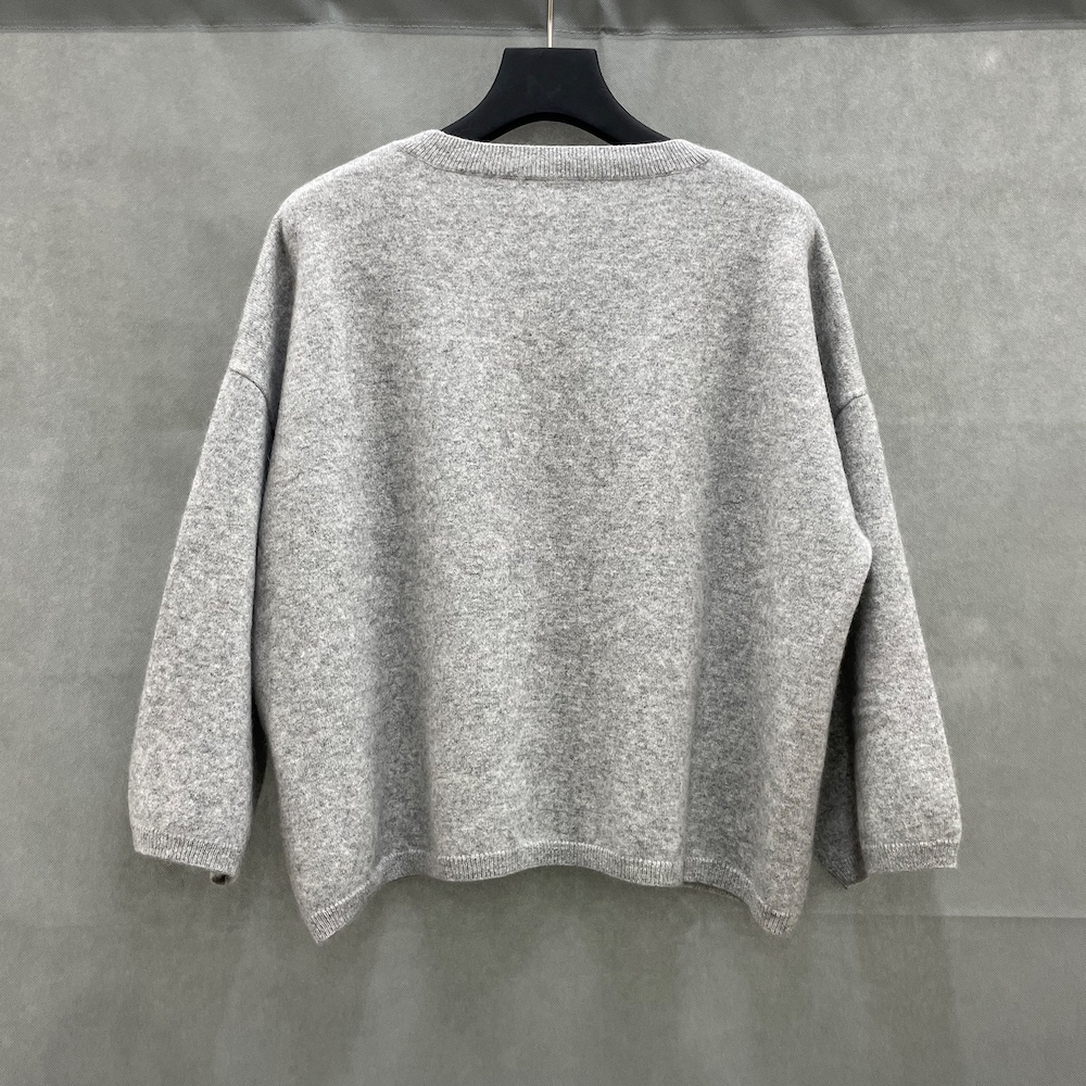 Lina, rundhalsad cashmere tröja, gråmelerad - Bild 5