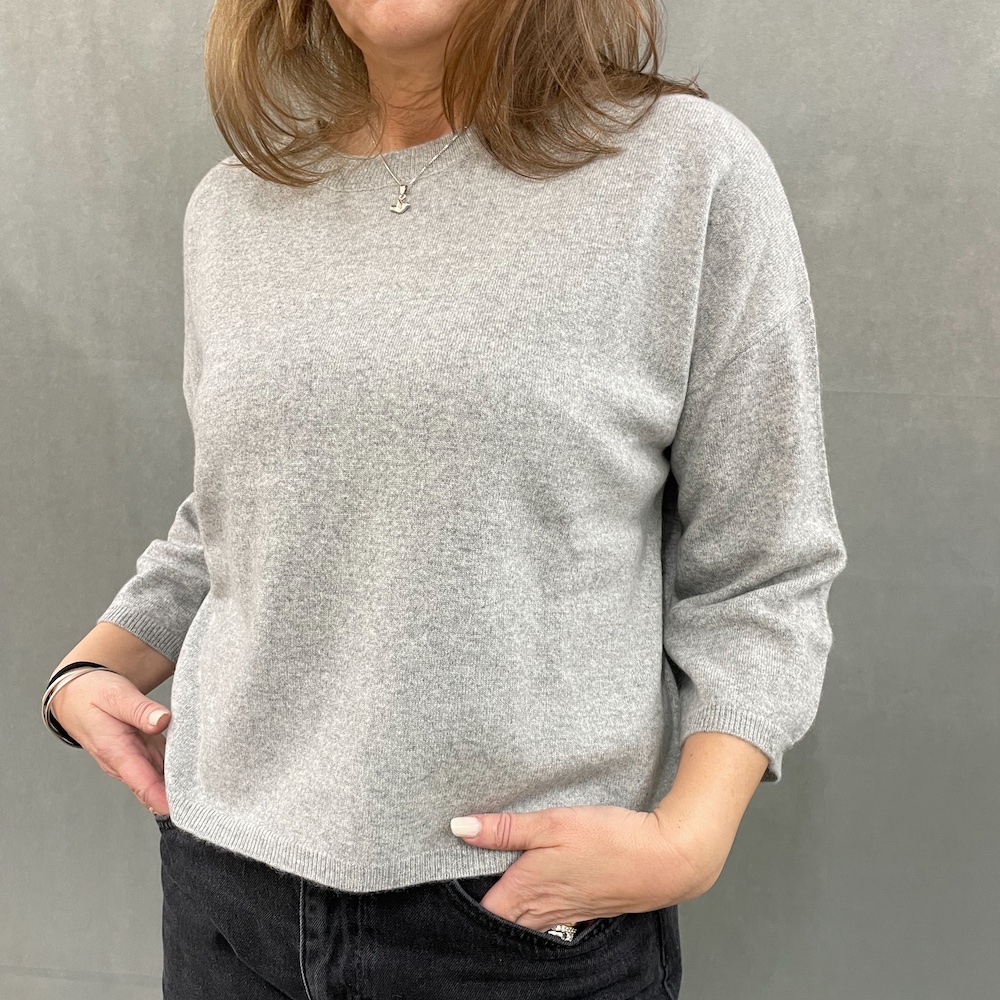 Lina, rundhalsad cashmere tröja, grön - Bild 2