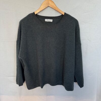Grönmelerad rundhalsad cashmere tröja, Lina
