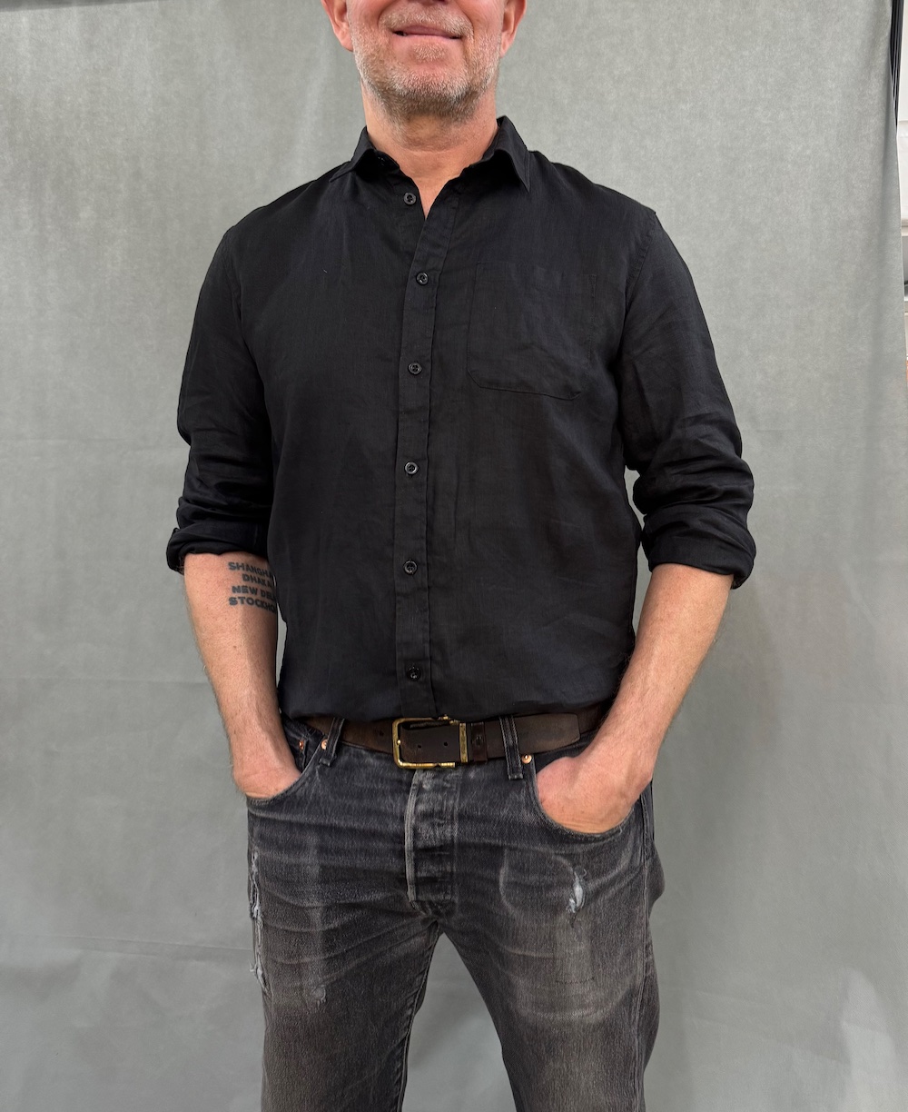 Svart herrskjorta i linne, Allan - Bild 4