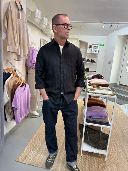 Svart herrskjorta i linne, Allan - Bild 5