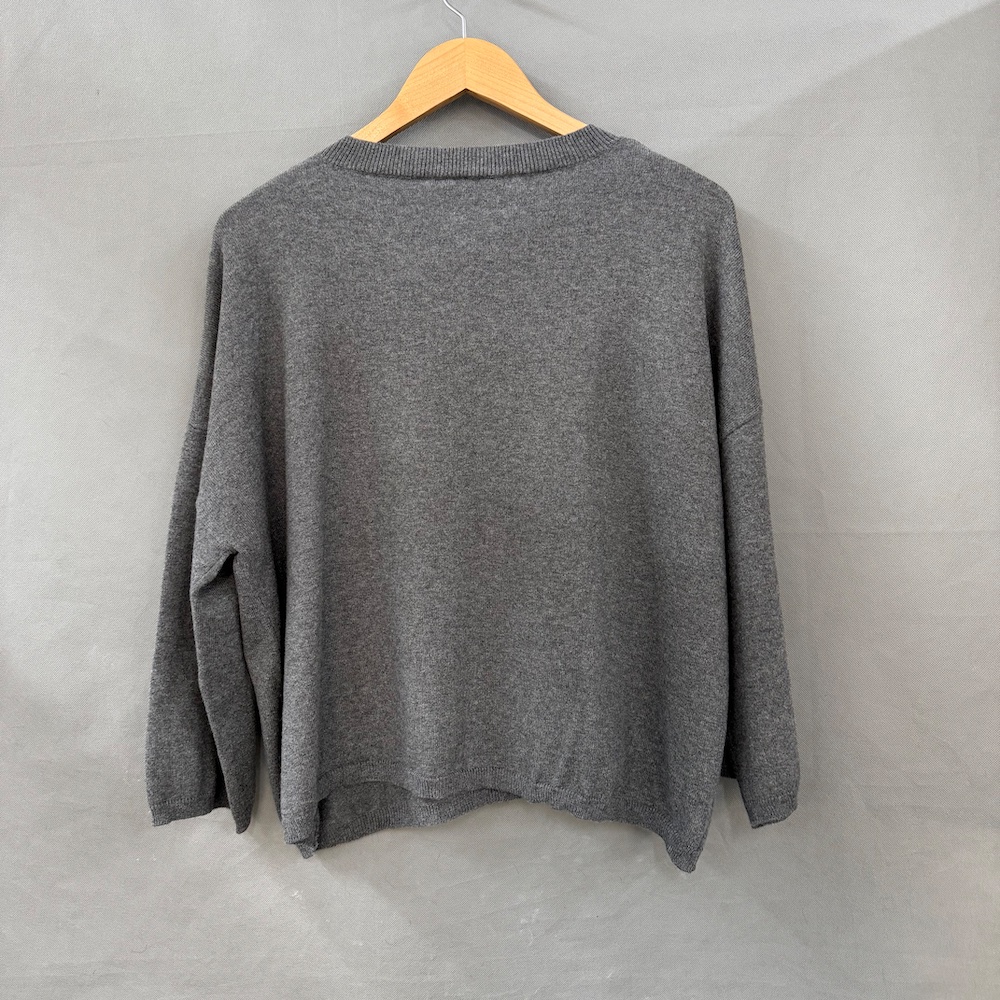 Lina, rundhalsad tröja i grå bomull-cashmere - Bild 4
