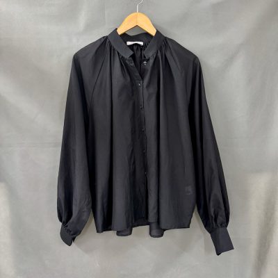 Freja, svart bomull-siden blus