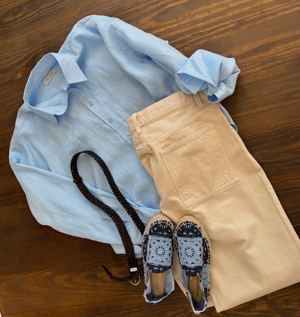 mörkblå herrskjorta i linne