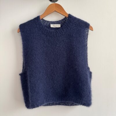 Ester, stickpaket,slipover-väst i mohair-silkesgarn, mellanblå