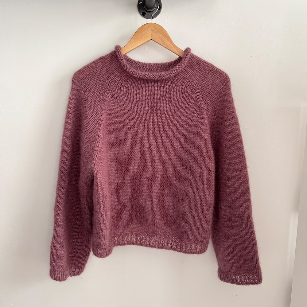 stickbeskrivning till mohairtröja med raglan, Lily